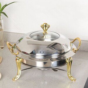 SOGA Gold Stainless Steel Round Chafing Dish – Buffet Food Warmer & Catering Ser